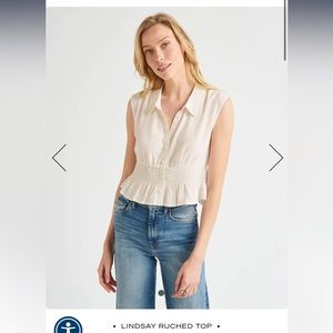 Splendid Lindsey Rouched Top-XS-Cream-NWT